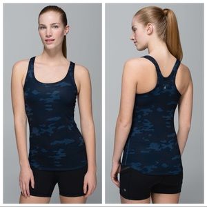 LULULEMON Blue Camo Studio Racerback Tank Top SZ 4